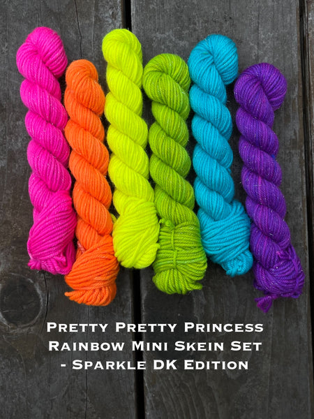 Limited Edition Pretty Pretty Princess Rainbow Mini Skein Kits - Yak Sock and Butter Sparkle!